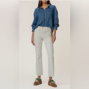 Kut From The Kloth Kelsey High Rise Ankle Flare Jeans Denim Size 6 Ecru